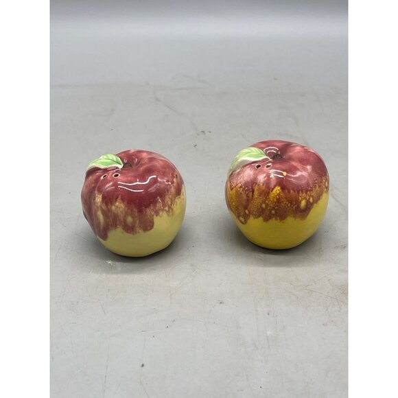 vintage apple salt pepper shakers made in Japan red yellow 2" READ - Picture 2 of 5